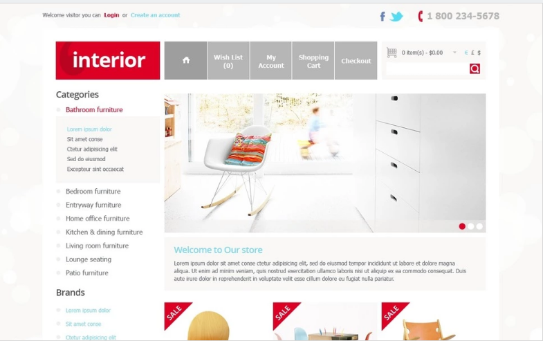Plantilla OpenCart para tienda de interiores