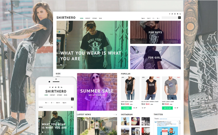 ShirtHero - เสื้อยืด PrestaShop Theme