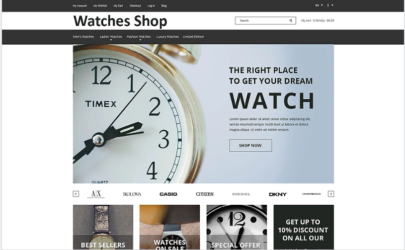 ธีมร้านค้านาฬิกา Magento