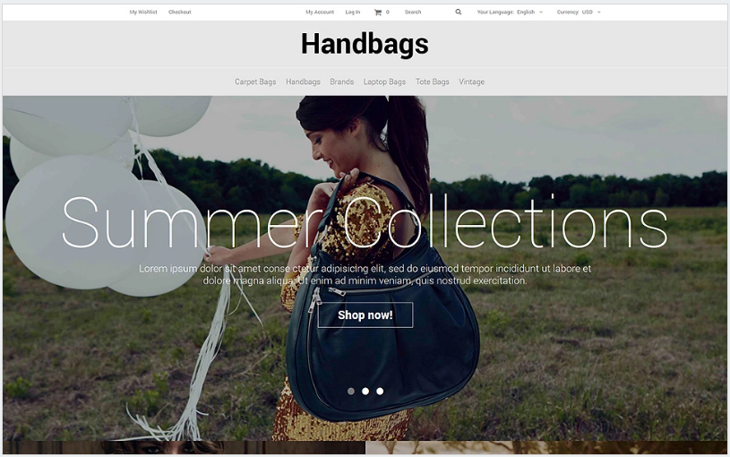 ธีมวีโอไอพีที่ตอบสนองต่อกระเป๋าถือ