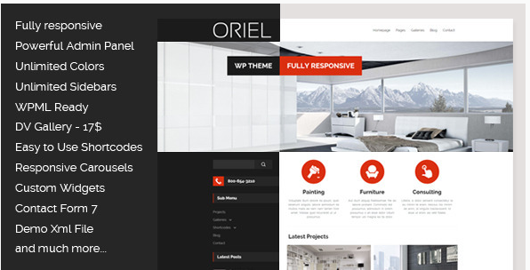 ORIEL - Tema WordPress Desain Interior Responsif