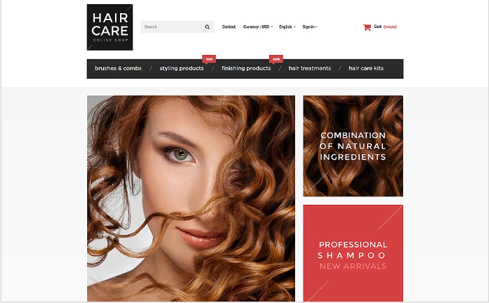 Brillo para el cabello Tema PrestaShop