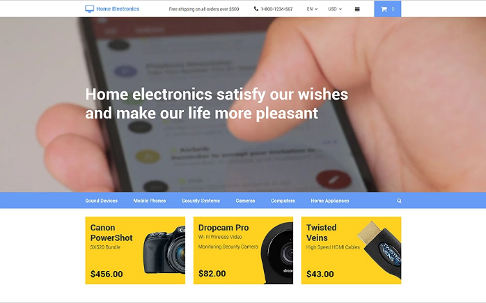 Plantilla OpenCart para electrónica doméstica