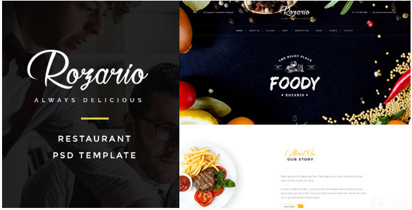 Розарио - Ресторан PSD Шаблон