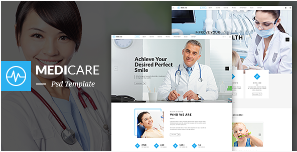 MediCare - Dokter Gigi, Templat PSD Satu Halaman Medis