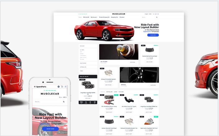 Musclecar - Plantilla OpenCart responsiva para piezas de automóviles