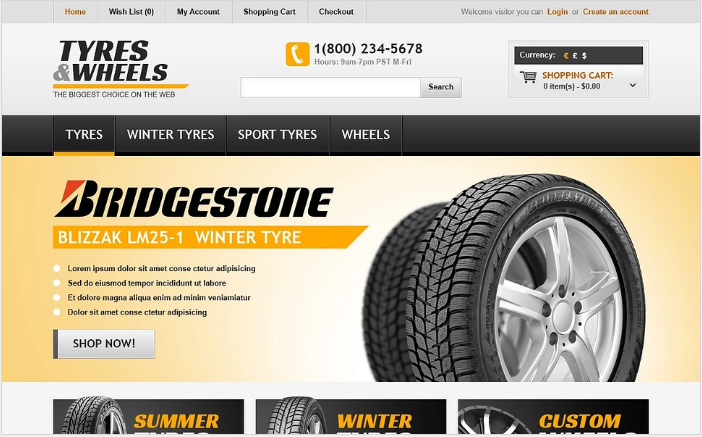 Plantilla OpenCart para llantas y ruedas