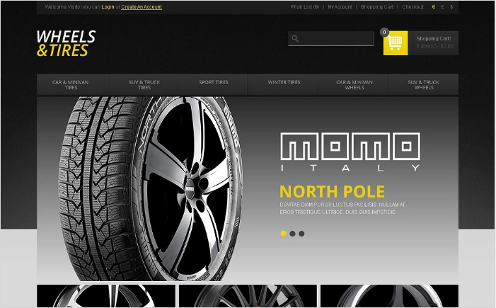 Ruedas y neumáticos Plantilla OpenCart
