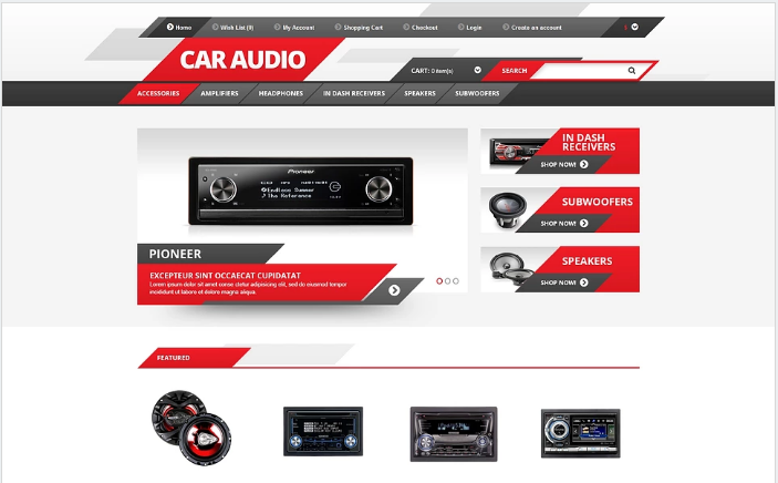Plantilla OpenCart de audio para autos