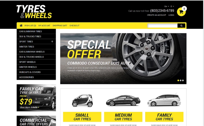 Ruedas y neumáticos Responsivo Plantilla OpenCart