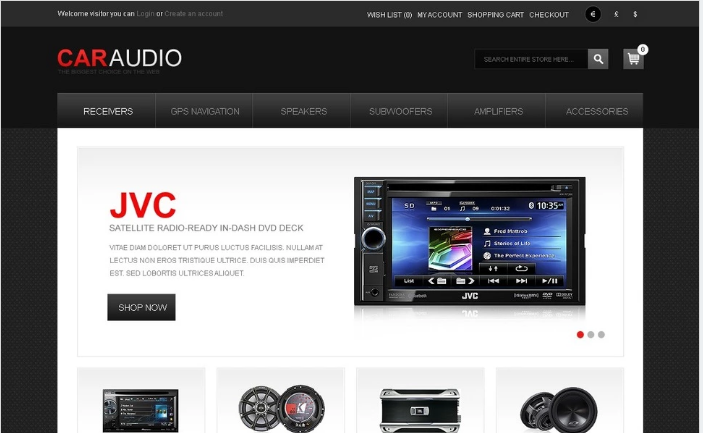 Plantilla OpenCart de audio para autos