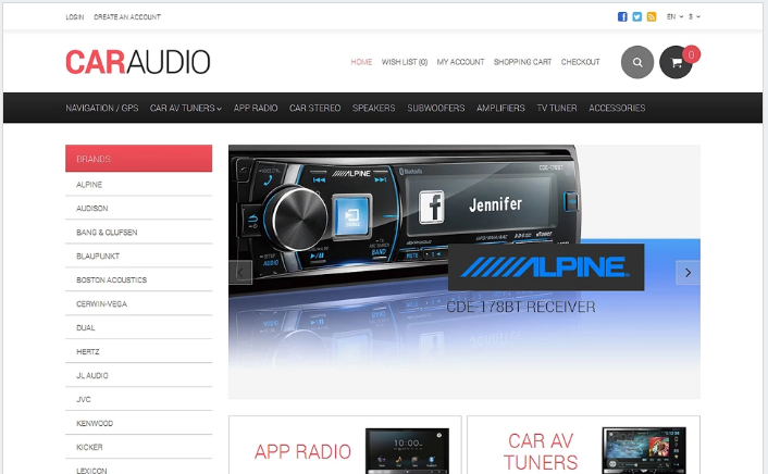 Plantilla OpenCart responsiva de audio para autos