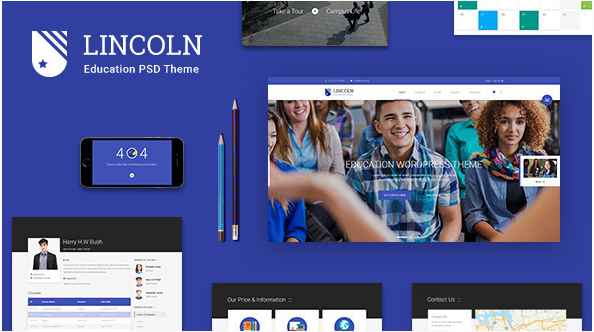링컨 교육 재료 디자인 PSD 테마