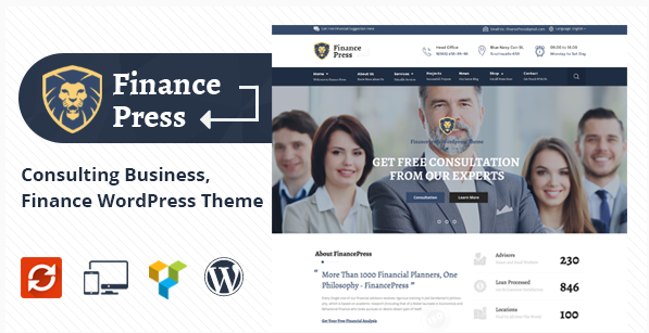 Finance Press - ธุรกิจที่ปรึกษา, การเงิน WordPress Theme