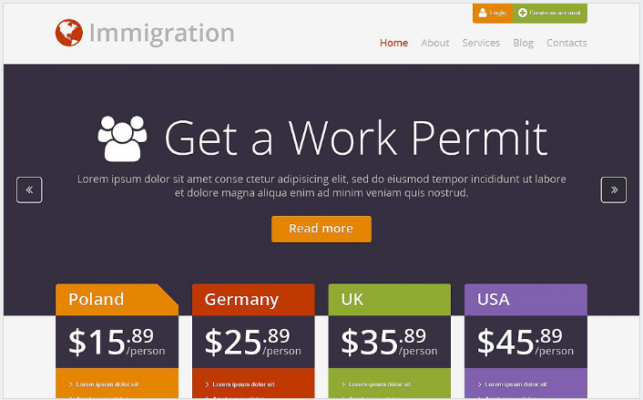 ธีมเวิร์ดเพรสที่ปรึกษาการย้ายถิ่นฐาน
