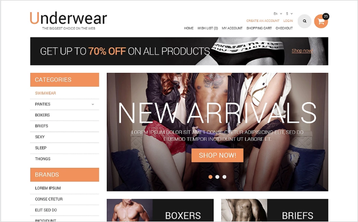 ランジェリーレスポンシブOpenCartテンプレート