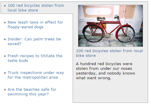 jQuery垂直ニューススライダー