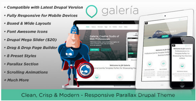 Galeria, responsywny kreatywny motyw Drupal