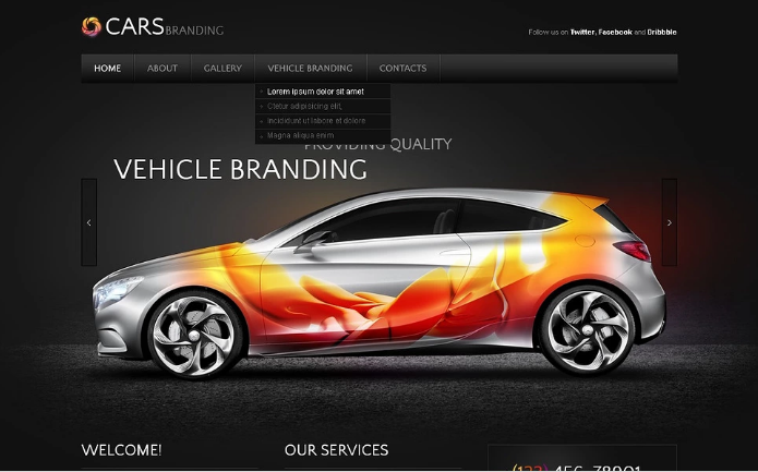 PSD шаблон автомобильного дилера