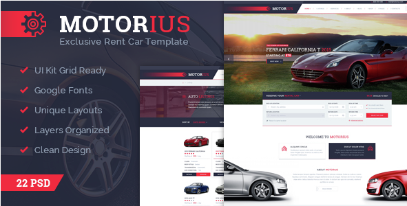 Motorius — Эксклюзивный шаблон PSD для продажи и аренды автомобилей