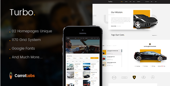 Turbo - Прокат автомобилей PSD Шаблон