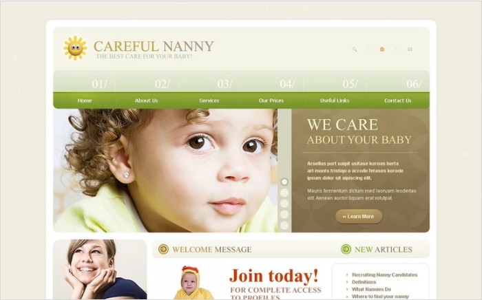 PSD шаблон няни