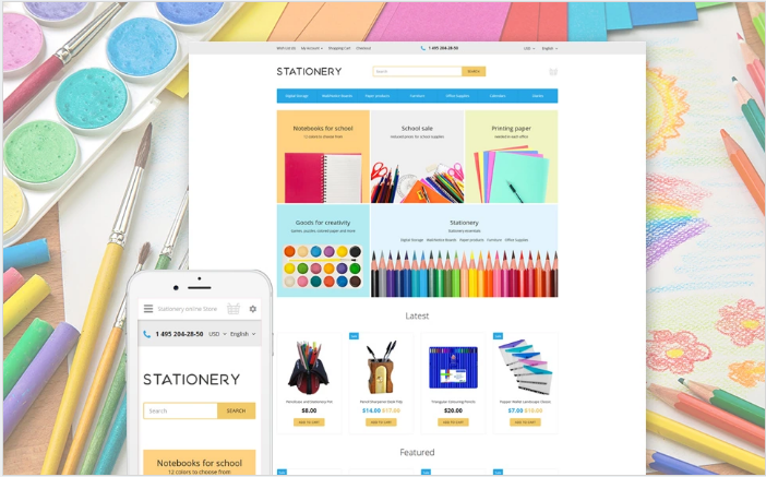 Șablon OpenCart pentru papetărie