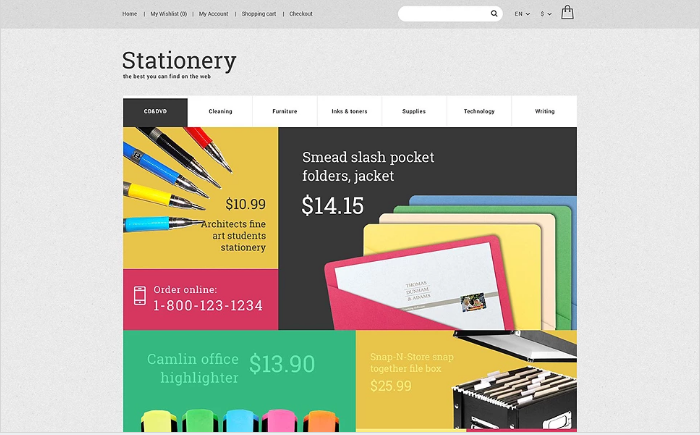 Șablon OpenCart pentru papetărie
