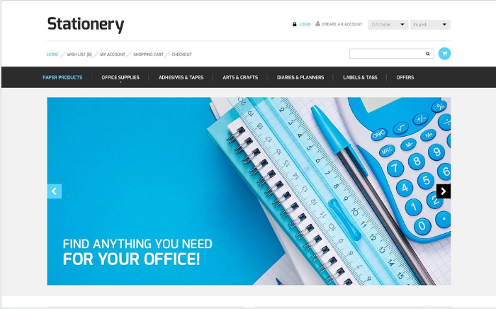 Șablon OpenCart pentru magazin de papetărie