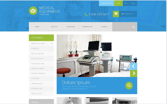 Șablon OpenCart pentru echipamente medicale