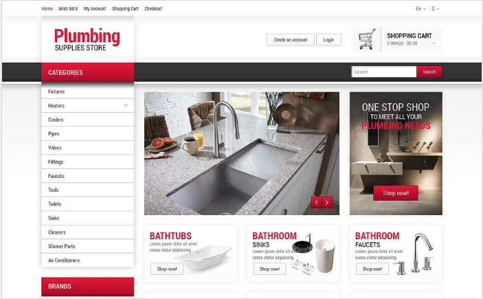 Șablon OpenCart adaptabil pentru instalații sanitare