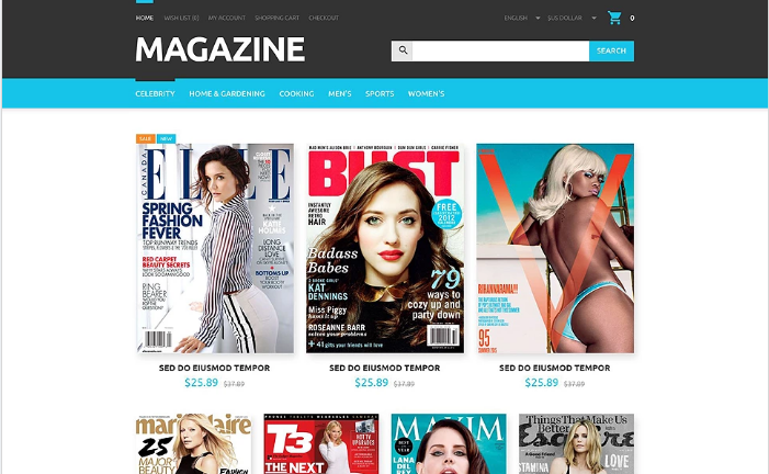 Magazin de reviste OpenCart Template