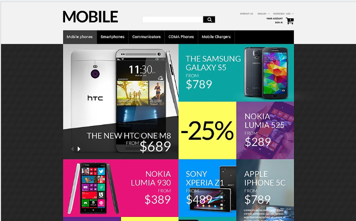 Тема PrestaShop для портативных устройств