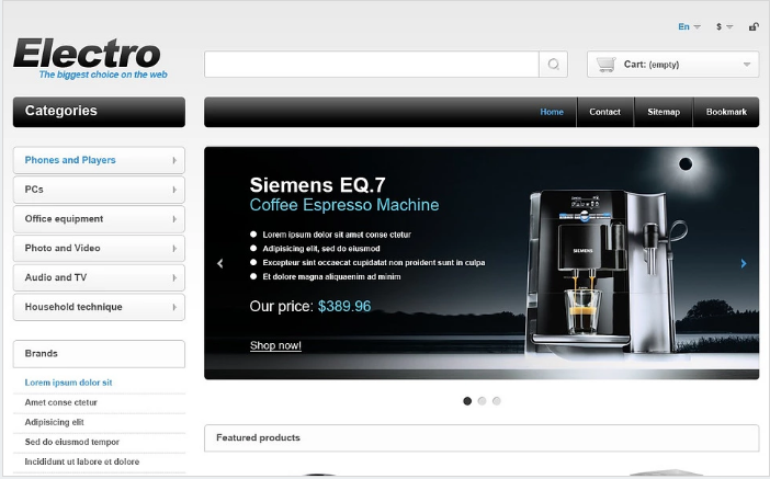 Электроприборы PrestaShop шаблон