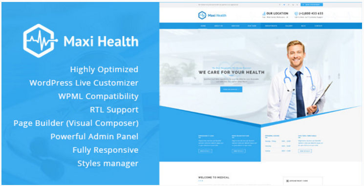 Maxi Health - 반응형 의료 WordPress 테마