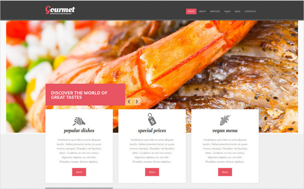 Șablon Drupal receptiv pentru restaurantele europene