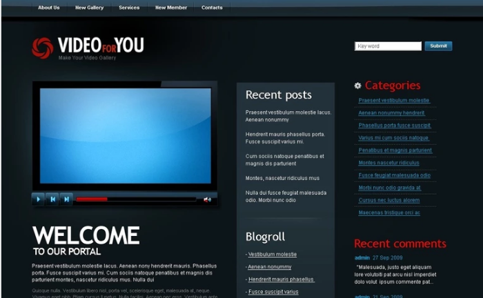 Szablon PSD Galerii Wideo