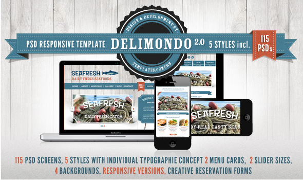 Delimondo Responsywny szablon restauracji PSD