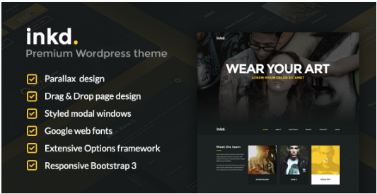 чернила Одностраничная тема WordPress для студии татуировки