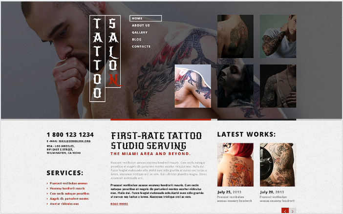 Тату-салон Адаптивная тема WordPress