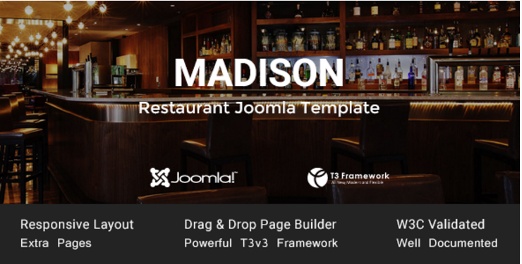 Madison — Шаблон ресторана Joomla