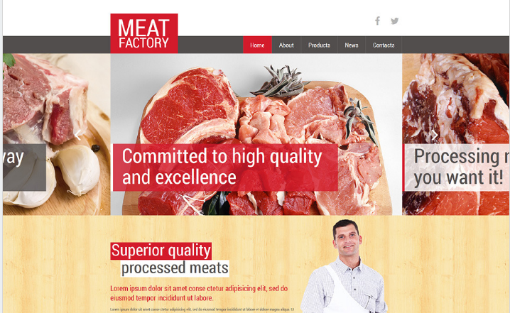 Шаблон Joomla для здоровой мясной фабрики