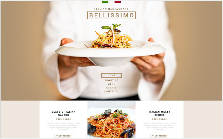 Итальянский ресторан Адаптивный шаблон Joomla