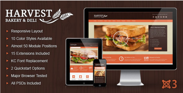 Урожай ресторан и еда Joomla тема