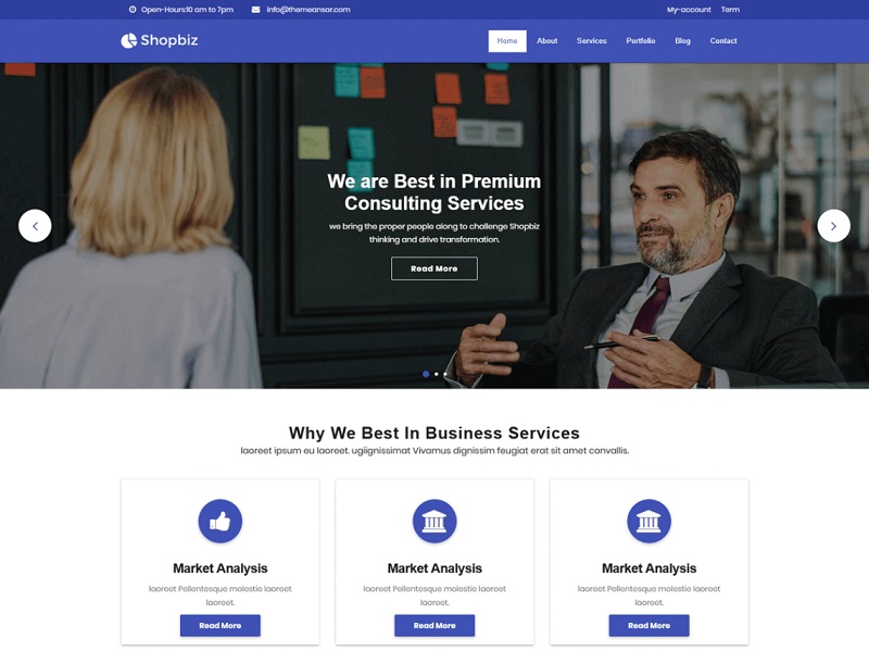 Shopbiz Lite: бесплатные темы WordPress на Bootstrap