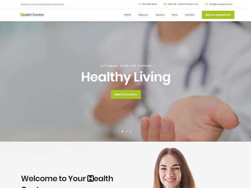 Modelos de site HTML gratuitos do Health Center