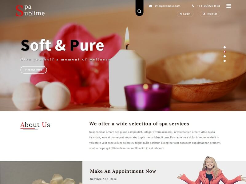 Spa Sublime: Șabloane gratuite de site-uri HTML pentru Salonul Spa