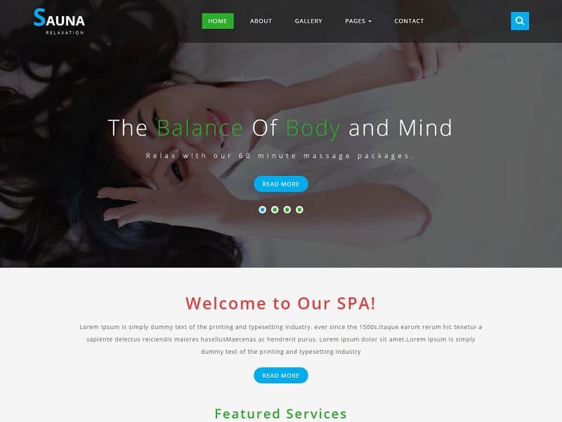 Sauna: Șabloane HTML de site-uri gratuite pentru salonul spa