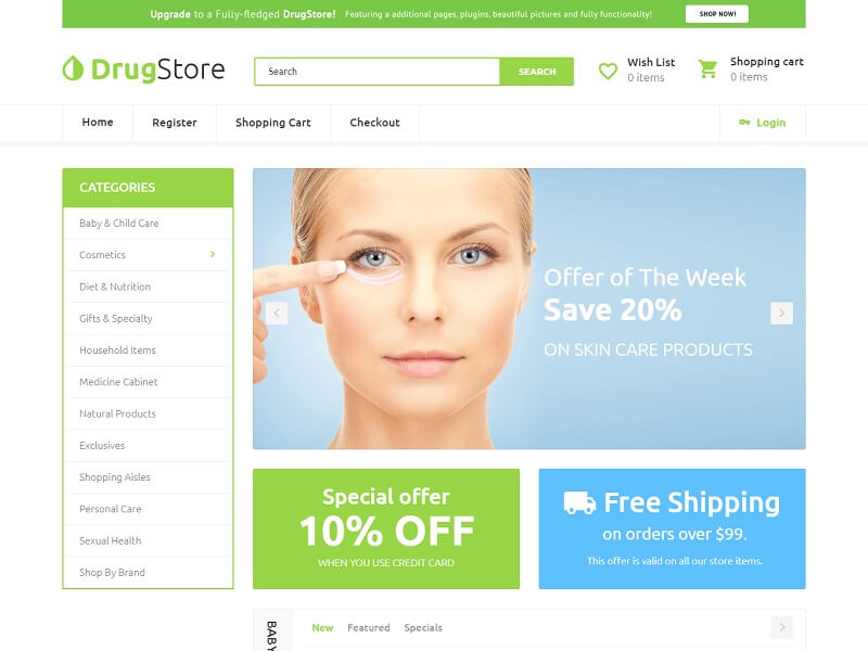 farmacia drugstore Free OpenCart Themes