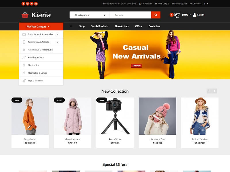 Kiaria Kiaria best free open cart theme
